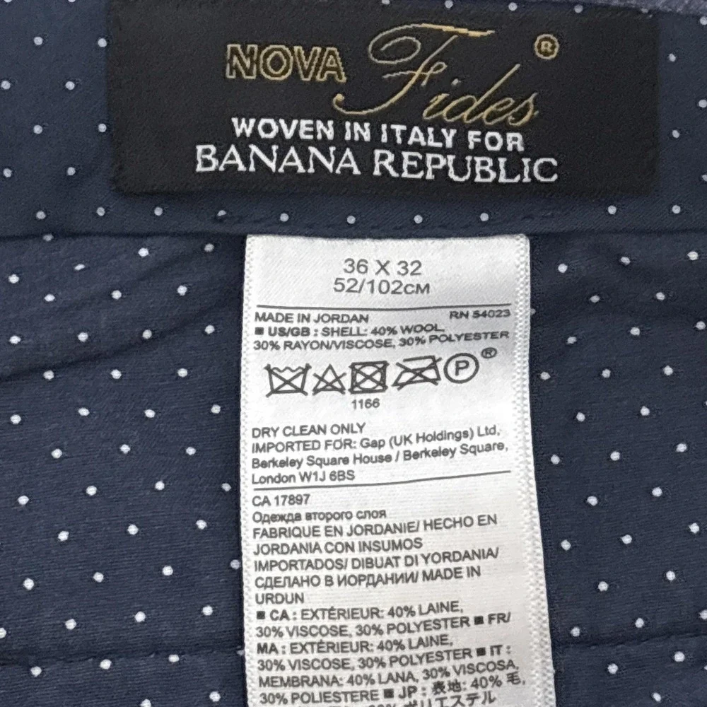 Banana Republic Pants 36x32 Aiden Fit Nova Fides Italian Wool Blue Plaid Flannel